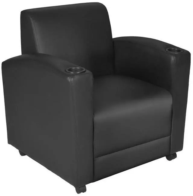 Main image of Regency Nova Arm Chair with Sleek Black Vinyl Upholstery, Ergonomic and Durable Design, Comfortable Seating for Offices, Homes, Study Areas, Lounges, Classrooms, Waiting Rooms, or Conference Rooms