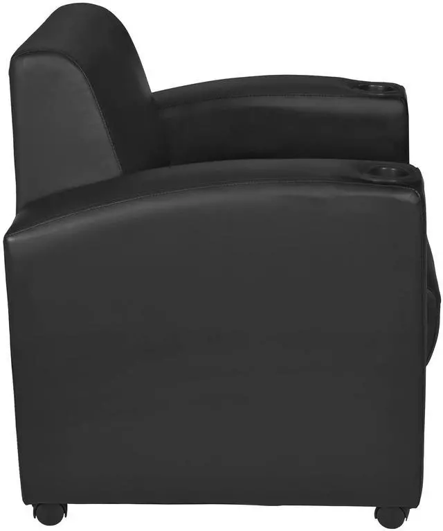 Alt view image 5 of 7 - Regency Nova Arm Chair with Sleek Black Vinyl Upholstery, Ergonomic and Durable Design, Comfortable Seating for Offices, Homes, Study Areas, Lounges, Classrooms, Waiting Rooms, or Conference Rooms