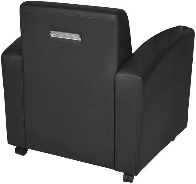 Alt view image 7 of 7 - Regency Nova Arm Chair with Sleek Black Vinyl Upholstery, Ergonomic and Durable Design, Comfortable Seating for Offices, Homes, Study Areas, Lounges, Classrooms, Waiting Rooms, or Conference Rooms