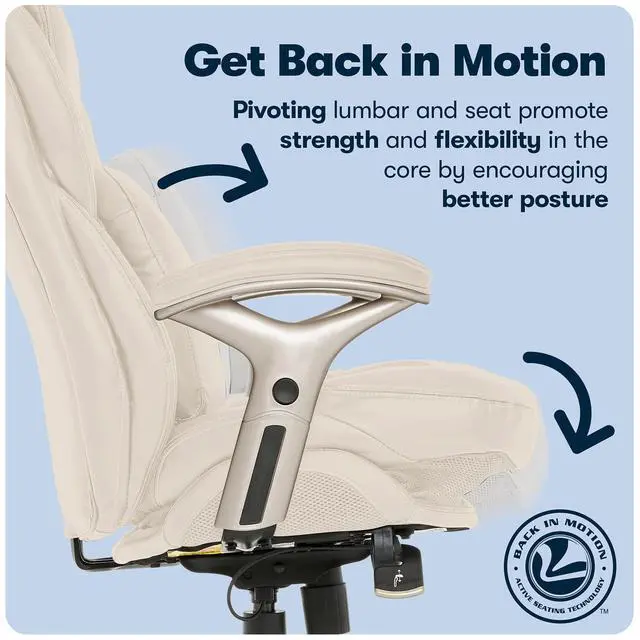 Alt view image 3 of 7 - Serta Works Executive Office Chair with Back in Motion Technology, Inspired Ivory Bonded Leather