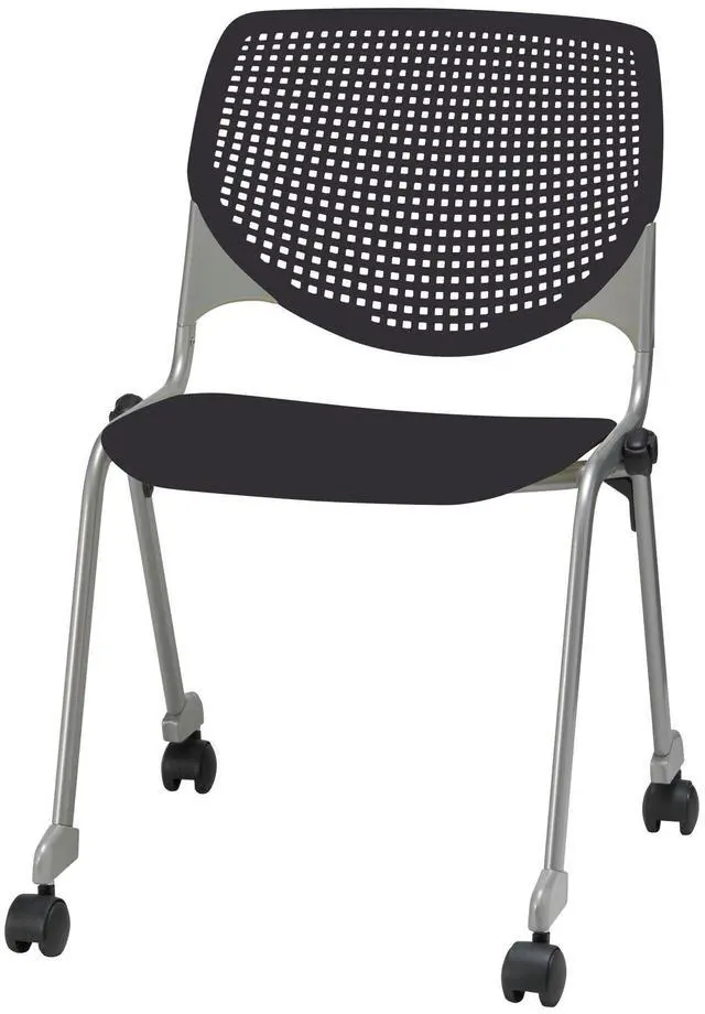 Alt view image 2 of 2 - KFI Seating Kool Series Polypropylene Stack Chair with Perforated Back and Casters, Finish