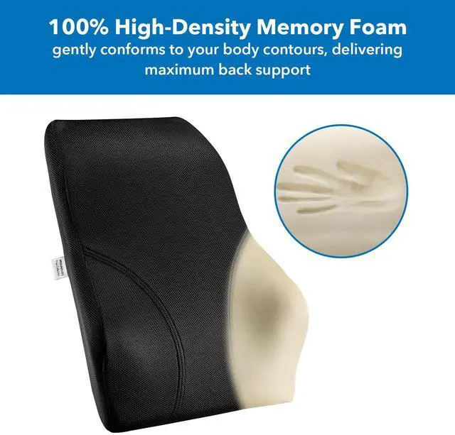 Alt view image 5 of 7 - Mount-It! Office Chair Cushion, Lumbar Support Pillow for Office Chair, Back Support Pillow for Desk Chair, Gaming, Home or Car with Memory Foam Filling, Relief Back Pain Improve Posture, Black Large
