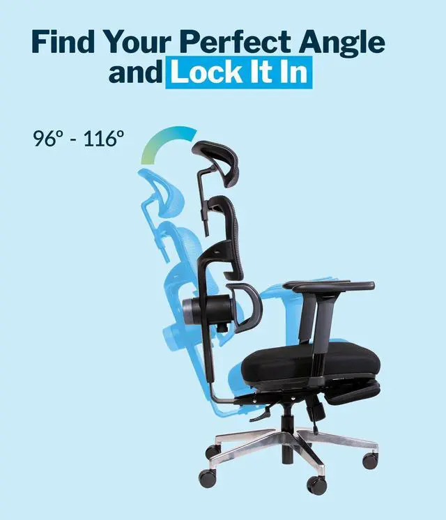 Alt view image 7 of 7 - Vari ComfortFlex Office Chair - Ergonomic Chair with Dynamic Lumbar Support - Adjustable Headrest and Retractable Leg Rest - Fully Customizable for Home or Office