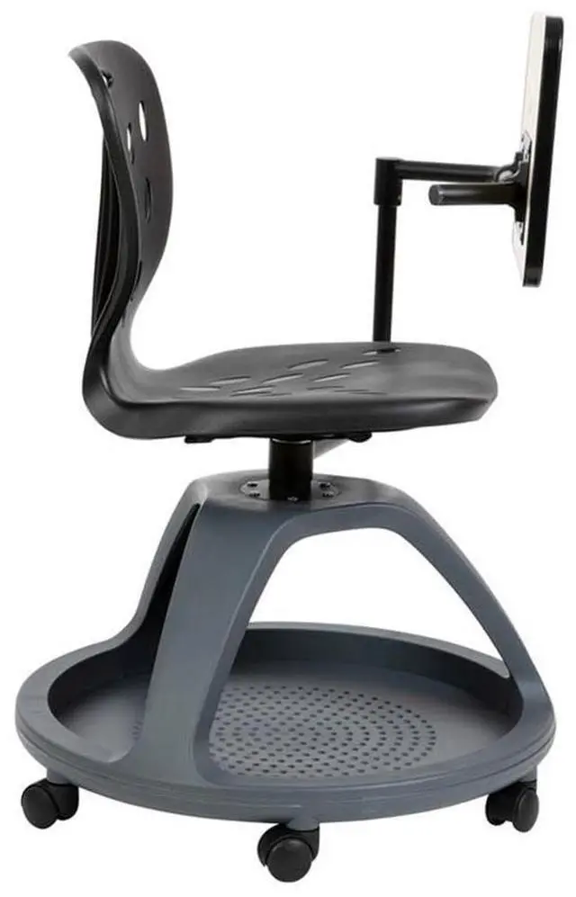 Alt view image 12 of 14 - Flash Furniture Plastic Kids Mobile Desk Chair Black (YUYCX019BK)