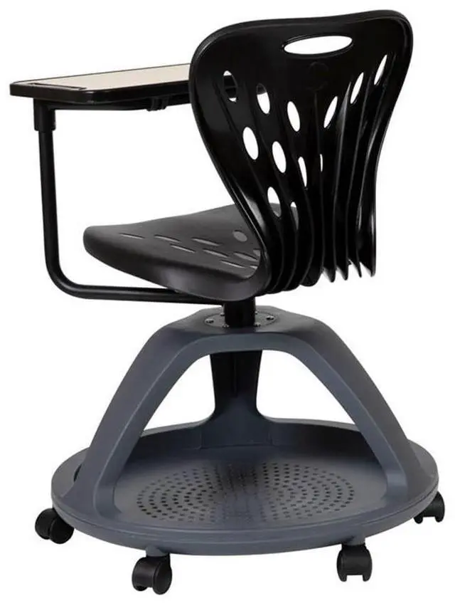 Alt view image 14 of 14 - Flash Furniture Plastic Kids Mobile Desk Chair Black (YUYCX019BK)