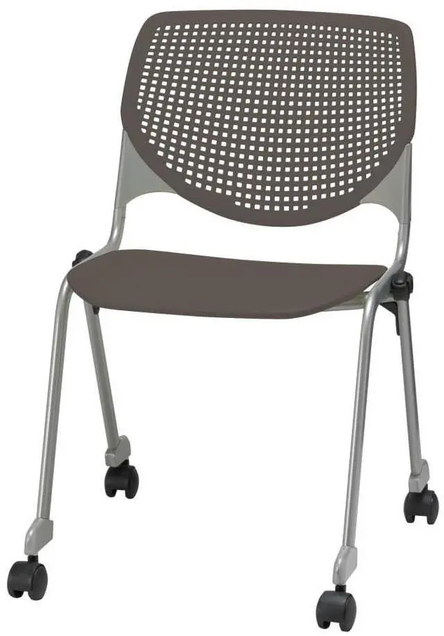 Main image of KFI Seating Kool Series Polypropylene Stack Chair with Perforated Back and Casters, Brownstone Finish