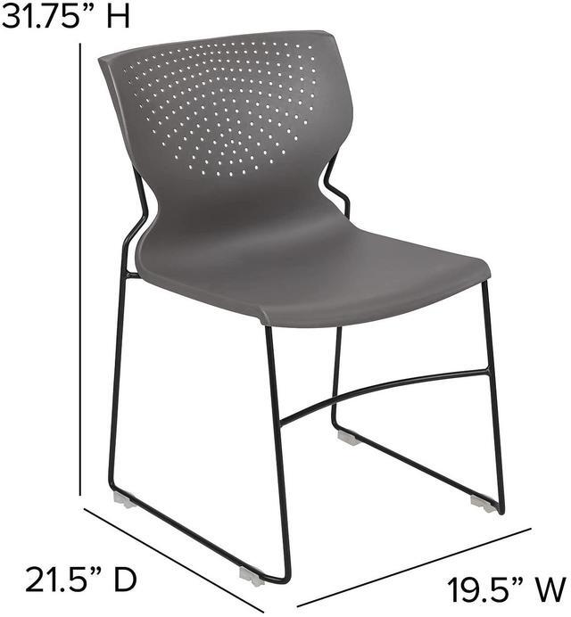 Alt view image 16 of 17 - 5 Pack HERCULES Series 661 lb. Capacity Gray Full Back Stack Chair with Black Powder Coated Frame