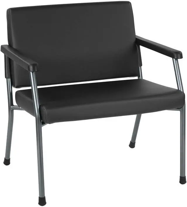 Alt view image 3 of 8 - WorkSmart Guest Chair with soft PU Arms, Sturdy Titanium Metal Frame