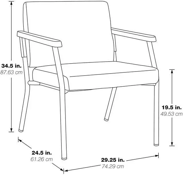 Alt view image 10 of 11 - WorkSmart Guest Chair with soft PU Arms, Sturdy Titanium Metal Frame