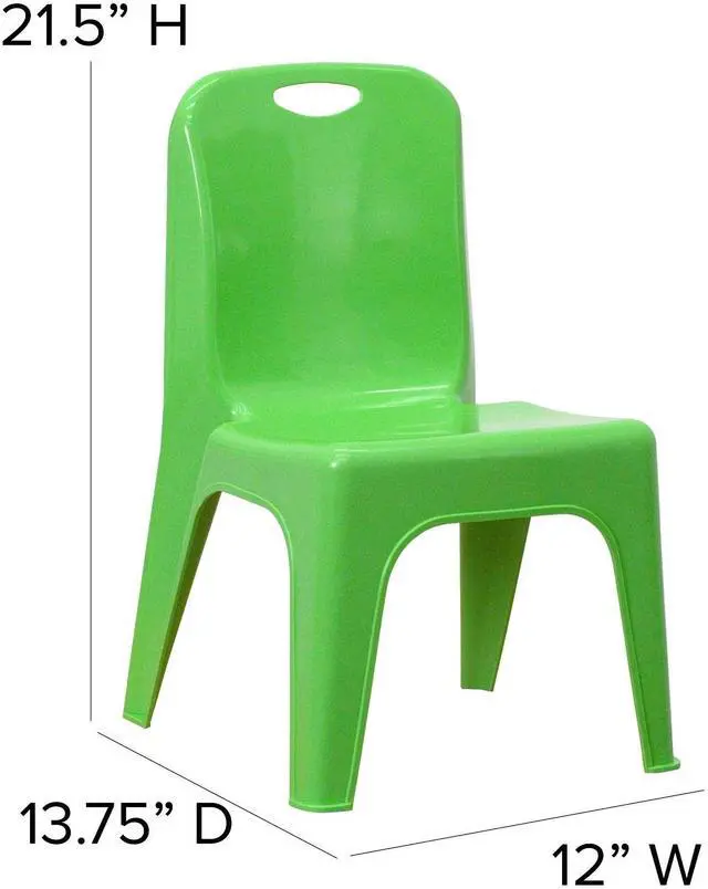 Alt view image 15 of 19 - 2 Pack Green Plastic Stackable School Chair with Carrying Handle and 11" Seat Height