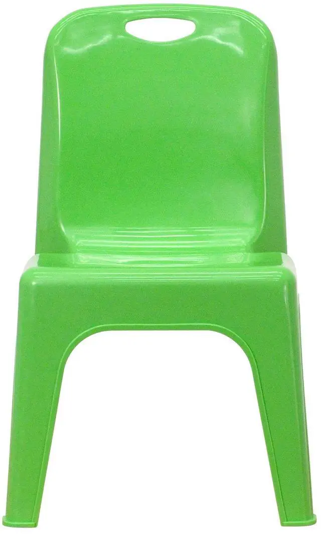 Alt view image 18 of 19 - 2 Pack Green Plastic Stackable School Chair with Carrying Handle and 11" Seat Height