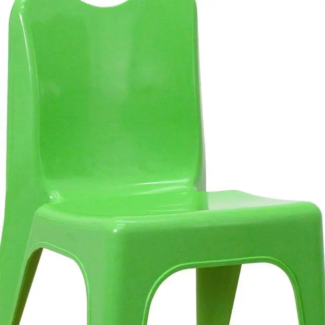Alt view image 19 of 19 - 2 Pack Green Plastic Stackable School Chair with Carrying Handle and 11" Seat Height