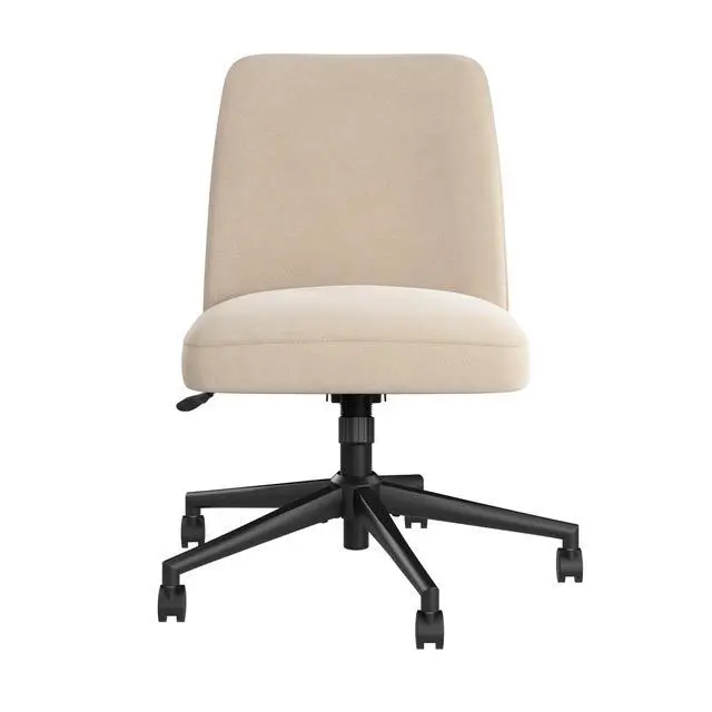 Alt view image 3 of 7 - Bush Furniture Serenity Mid Back Armless Office Chair with Wheels in Soft Beige Fabric, Workspace Seating Solution for Small Computer Desk
