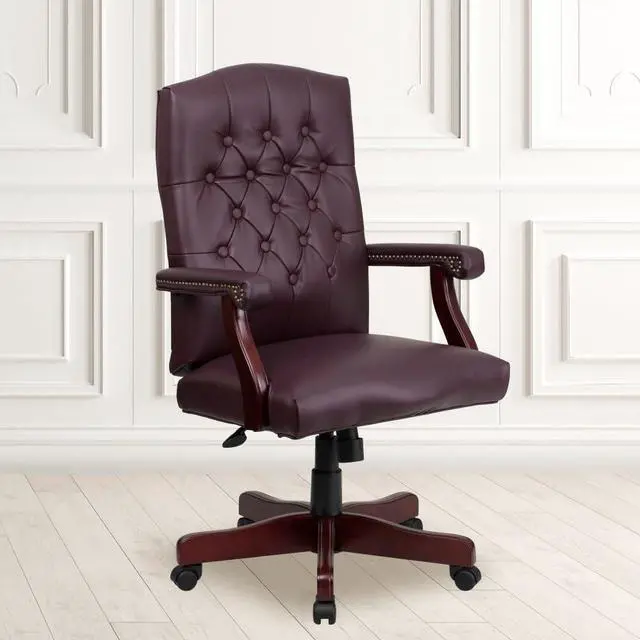Alt view image 17 of 20 - Martha Washington Burgundy LeatherSoft Executive Swivel Office Chair with Arms