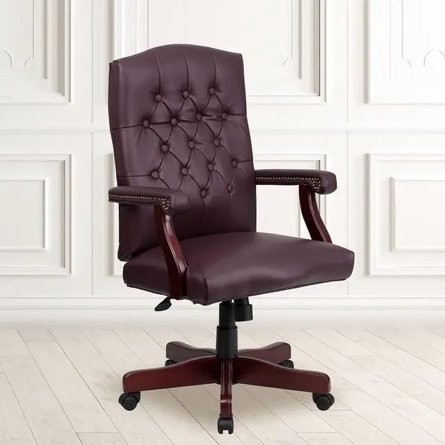 Alt view image 19 of 20 - Martha Washington Burgundy LeatherSoft Executive Swivel Office Chair with Arms