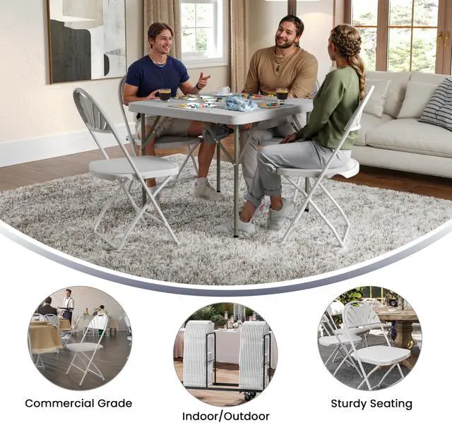 Alt view image 9 of 11 - Flash Furniture 2 Pack HERCULES Series 650 lb. Capacity White Plastic Fan Back Folding Chair