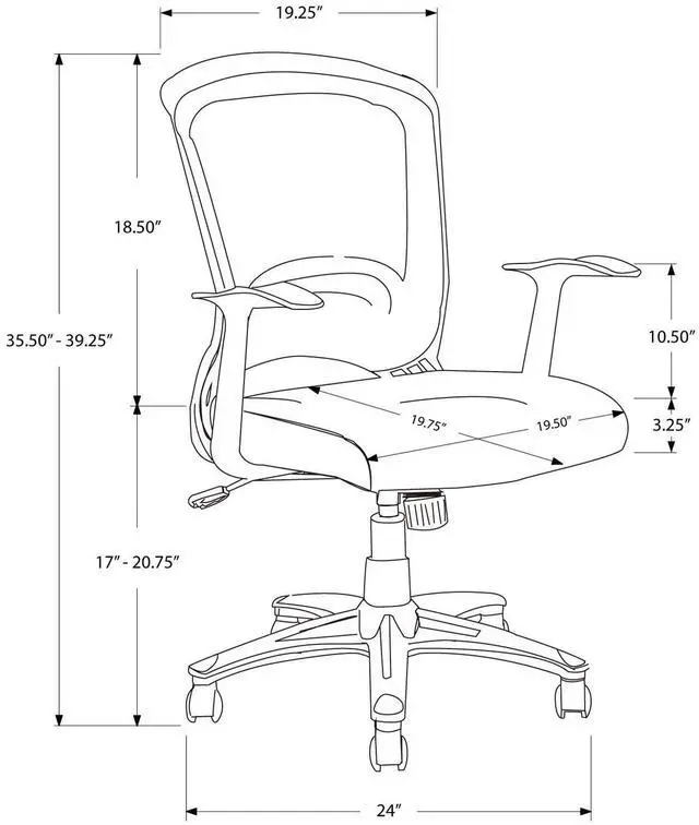 Alt view image 5 of 8 - Monarch Specialties Mesh Mid-Back/Multi-Position Office Chair, Black