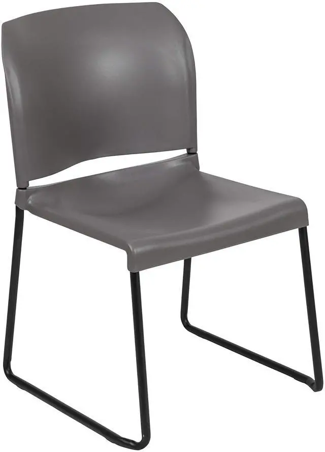 Main image of Hercules Stack Chair, Black | Sled Base, Powder Coated, Contoured, 880 LBS. Weight Capacity