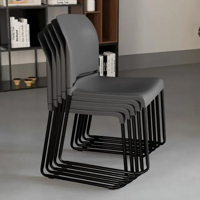 Alt view image 6 of 7 - Hercules Stack Chair, Black | Sled Base, Powder Coated, Contoured, 880 LBS. Weight Capacity