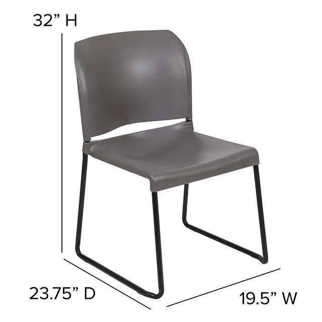 Alt view image 3 of 7 - Hercules Stack Chair, Black | Sled Base, Powder Coated, Contoured, 880 LBS. Weight Capacity