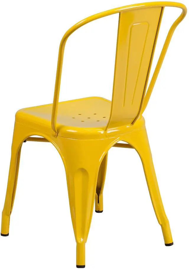 Alt view image 17 of 18 - Yellow Metal Indoor-Outdoor Stackable Chair