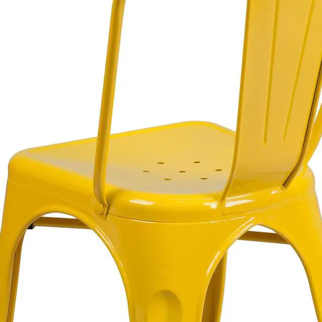 Alt view image 18 of 18 - Yellow Metal Indoor-Outdoor Stackable Chair