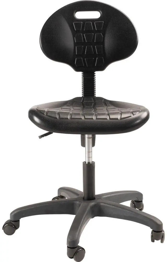 Alt view image 3 of 7 - National Public Seating Ribbed Ventilation Design Height Adjustable Task Chair with Polyurethane Seat and Waterfall Edge - Black