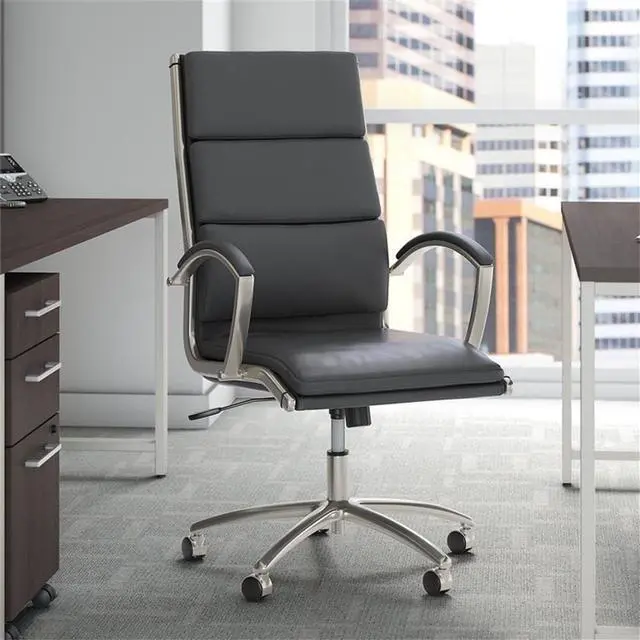 Alt view image 3 of 7 - Bush Business Furniture Modelo High Back Leather Executive Office Chair in Dark Gray