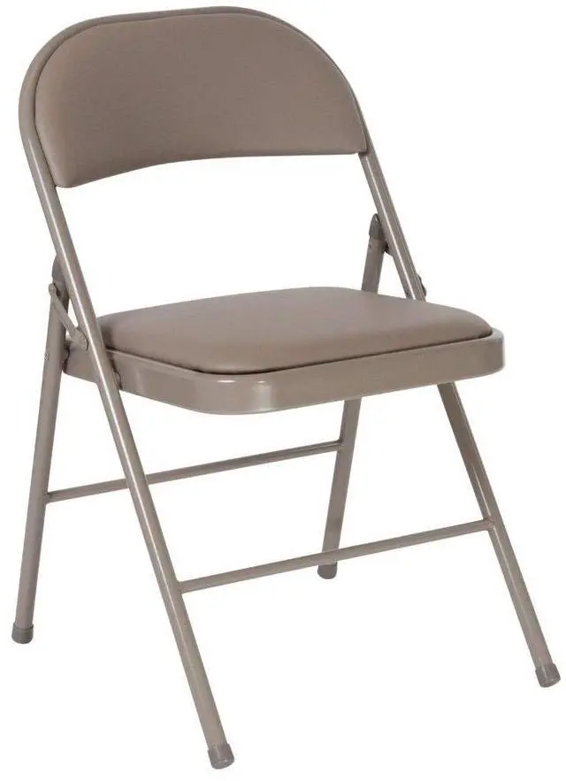 Alt view image 2 of 7 - Flash Furniture 4 Pack HERCULES Series Double Braced Gray Vinyl Folding Chair
