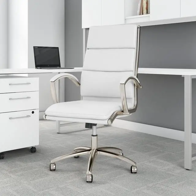 Alt view image 3 of 7 - Bush Business Furniture Modelo High Back Leather Executive Office Chair in White