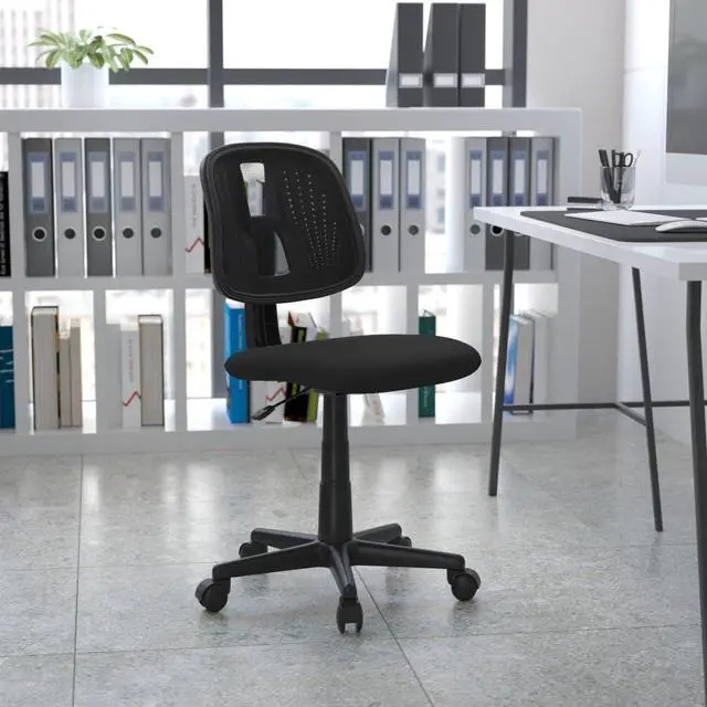 Alt view image 7 of 13 - Flash Fundamentals Mid-Back Black Mesh Swivel Task Office Chair with Pivot Back, BIFMA Certified