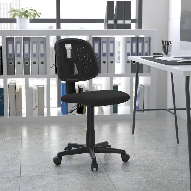 Alt view image 9 of 13 - Flash Fundamentals Mid-Back Black Mesh Swivel Task Office Chair with Pivot Back, BIFMA Certified