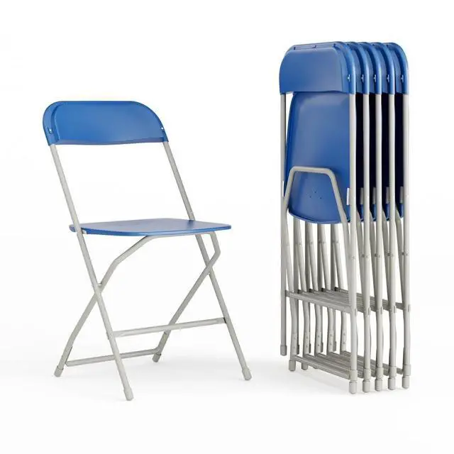 Alt view image 8 of 14 - Flash Furniture Plastic Folding Chair Blue Set of 6 (6LEL3BLUE)