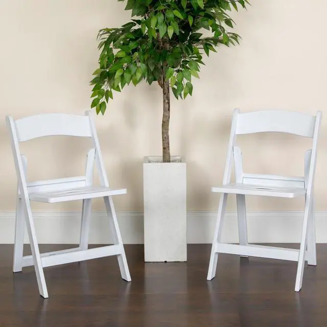 Alt view image 8 of 14 - 4 Pk. HERCULES Series 1000 lb. Capacity White Resin Folding Chair with Slatted Seat