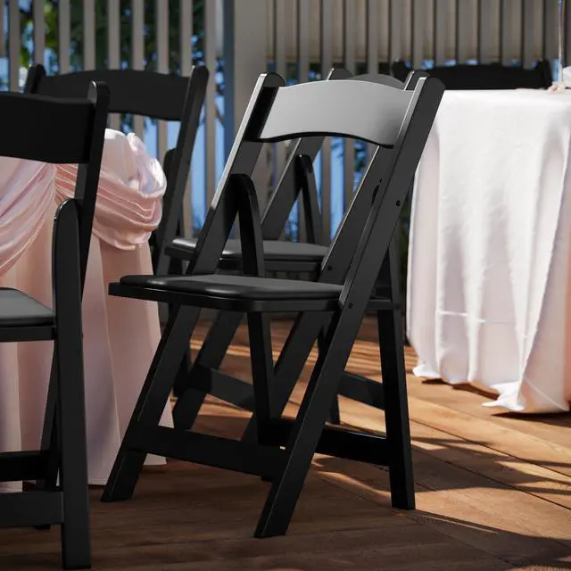 Alt view image 13 of 17 - 2 Pack HERCULES Series Natural Wood Folding Chair with Vinyl Padded Seat