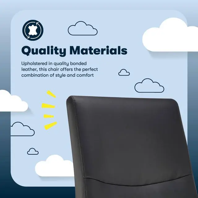 Alt view image 5 of 7 - Serta Comfort Modern Executive Office Chair, Ergonomic Mid-Back Computer DeskChair, Semi Plush Cushion Seat, Double-Layer SertaQuality Foam, Padded Armrests, Metal Swivel Base, Bonded Leather, Black