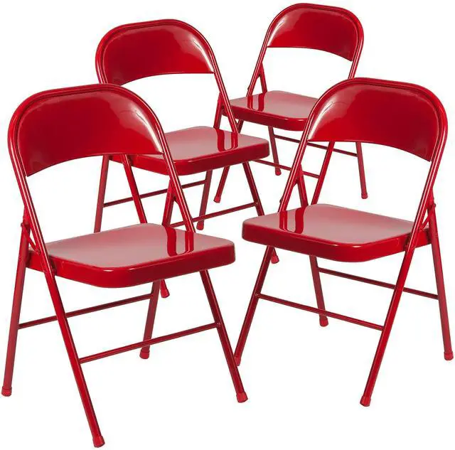 Alt view image 3 of 8 - Flash Furniture 4 Pack HERCULES Series Double Braced Red Metal Folding Chair