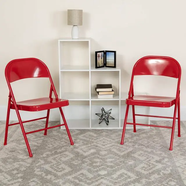 Alt view image 5 of 8 - Flash Furniture 4 Pack HERCULES Series Double Braced Red Metal Folding Chair