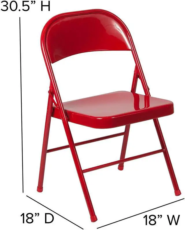 Alt view image 7 of 8 - Flash Furniture 4 Pack HERCULES Series Double Braced Red Metal Folding Chair