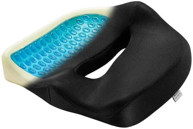 Alt view image 2 of 7 - Mount-It! Office Seat Cushion, Premium Comfort Chair Lumbar Support, Memory Foam, Gel Filling, Ergonomic for Car, Desk, Back Hip Butt Tailbone Relief, Sciatica Cushions Washable Cover in Black