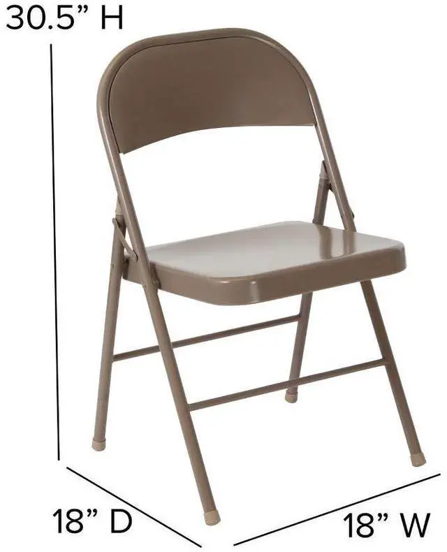 Alt view image 15 of 17 - 2 Pack HERCULES Series Double Braced Beige Metal Folding Chair