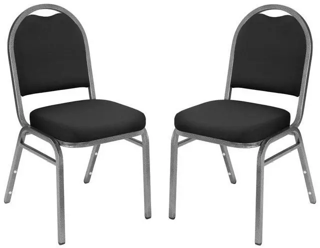 Main image of National Public Seating Dome-Back Stacking Chairs, Fabric, Ebony Black/Silvervein