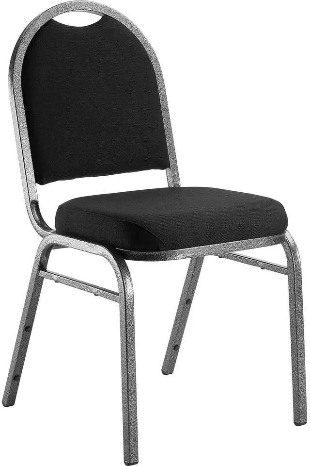 Alt view image 2 of 2 - National Public Seating Dome-Back Stacking Chairs, Fabric, Ebony Black/Silvervein