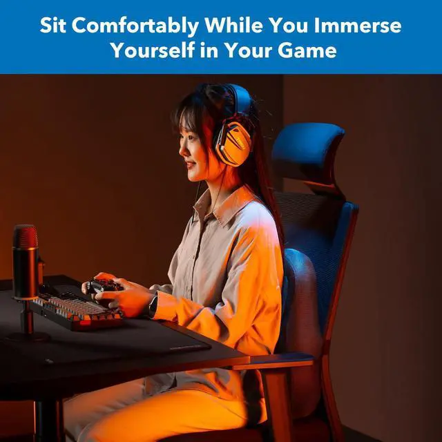 Alt view image 4 of 8 - Mount-It! Office Chair Cushion, Lumbar Support Pillow for Office Chair, Back Support for Work, Office, Gaming with Memory Foam Filling for Back Pain Relief, Improve Posture, Black with Washable Cover