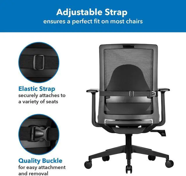 Alt view image 6 of 8 - Mount-It! Office Chair Cushion, Lumbar Support Pillow for Office Chair, Back Support for Work, Office, Gaming with Memory Foam Filling for Back Pain Relief, Improve Posture, Black with Washable Cover