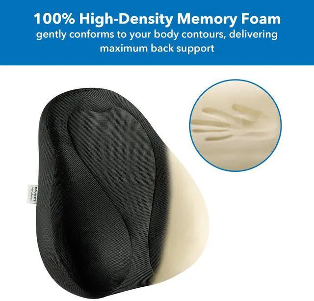 Alt view image 5 of 8 - Mount-It! Office Chair Cushion, Lumbar Support Pillow for Office Chair, Back Support for Work, Office, Gaming with Memory Foam Filling for Back Pain Relief, Improve Posture, Black with Washable Cover
