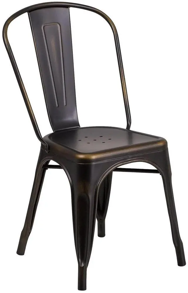 Alt view image 18 of 20 - Flash Furniture Distressed Metal Indoor Stackable Chair, Copper