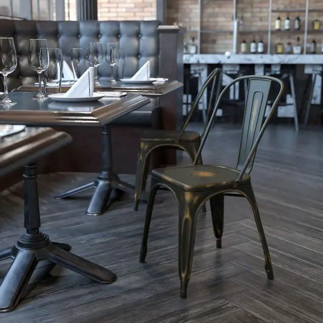 Alt view image 17 of 20 - Flash Furniture Distressed Metal Indoor Stackable Chair, Copper