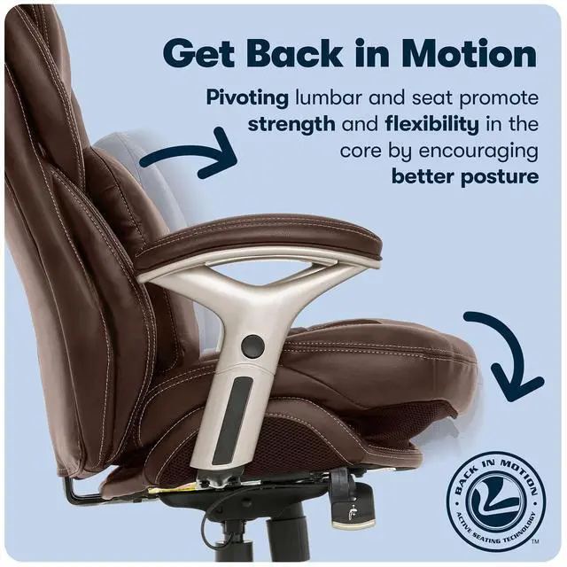 Alt view image 3 of 7 - Serta Works Executive Office Chair with Back in Motion Technology, Old Chestnut Bonded Leather