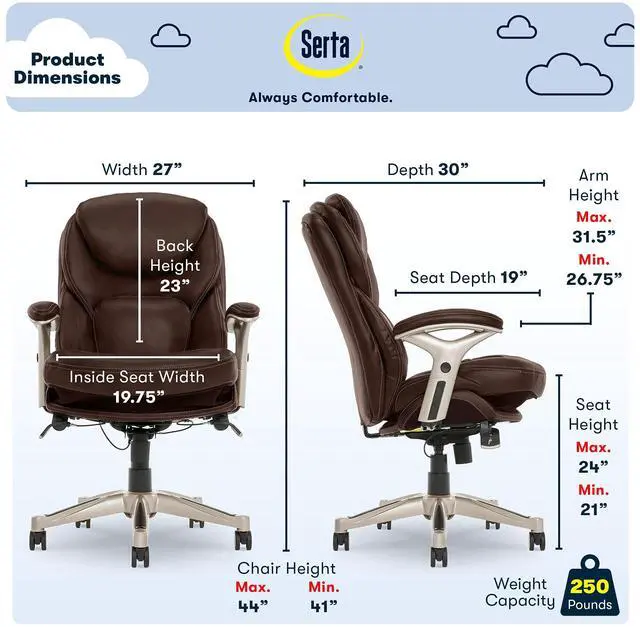 Alt view image 6 of 7 - Serta Works Executive Office Chair with Back in Motion Technology, Old Chestnut Bonded Leather